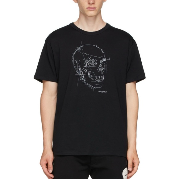 Alexander McQueen Skull Graphic T-Shirt (Sz L) Short Sleeve Crewneck Tee Black - Picture 1 of 16